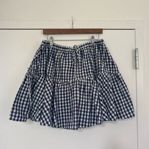 NWT J Crew Coquette Tiered Gingham Flouncy Mini Skirt Large Bow Detail